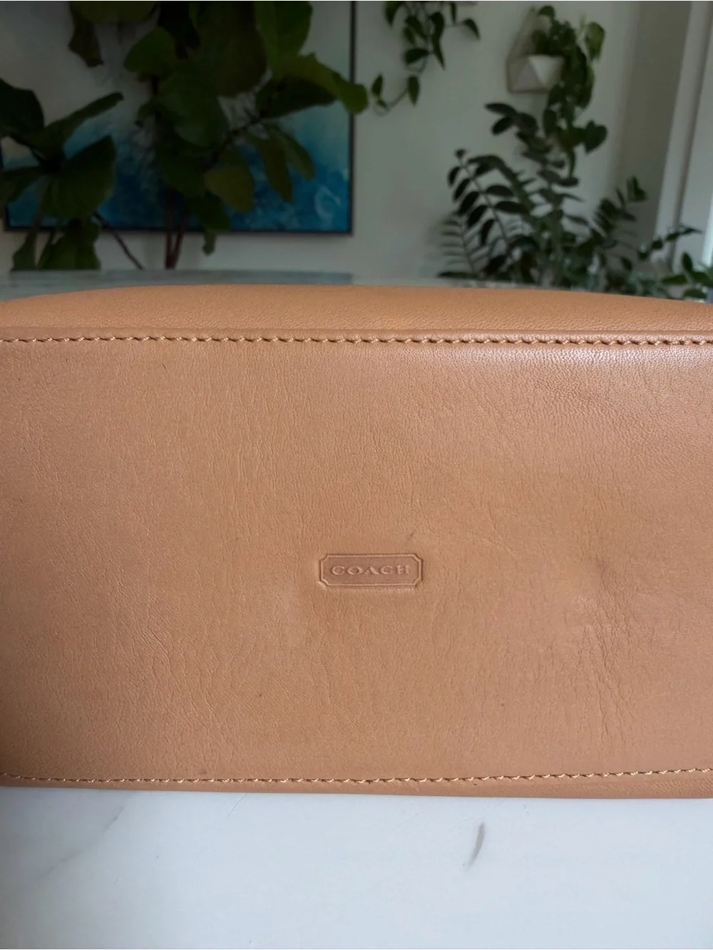 Coach Vintage Classic Pouch 6929 Camel Tan Leather Convertible Demi Bag Pochette